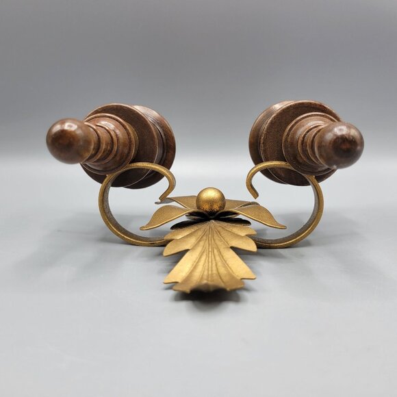 Vintage Homco Home Interiors Wall Sconce Candle Holder Gold Painted Metal Wood - Picture 7 of 9